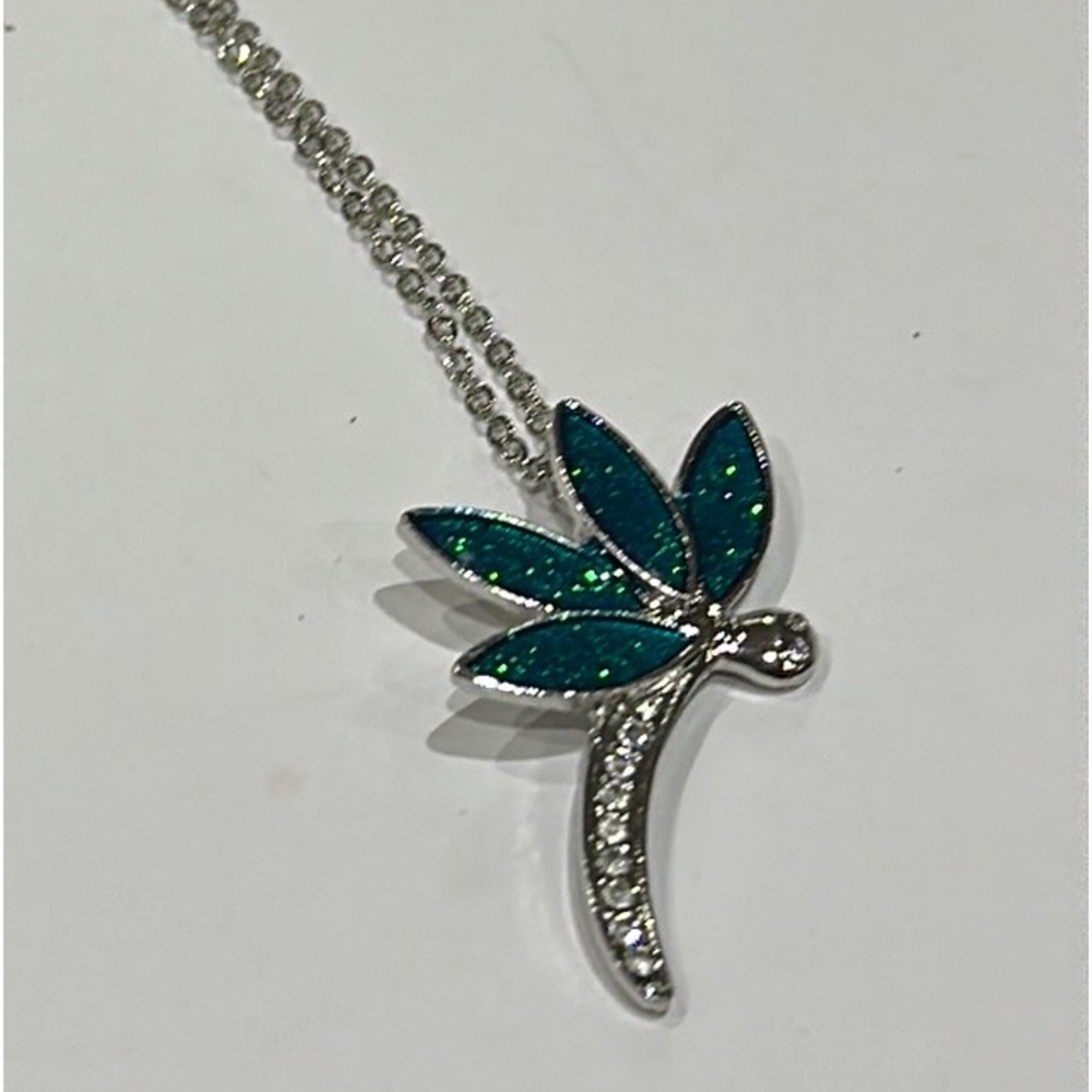 Fashion Silver Animal Dragonfly Lab Blue Simulé Opal Collier Pendent